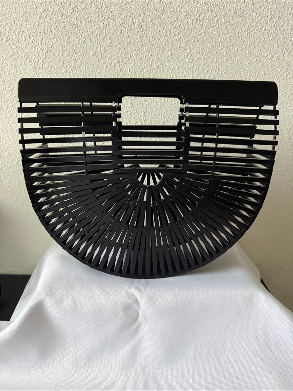 Black Semi-Circle Slatted Handbag - Women Bags
